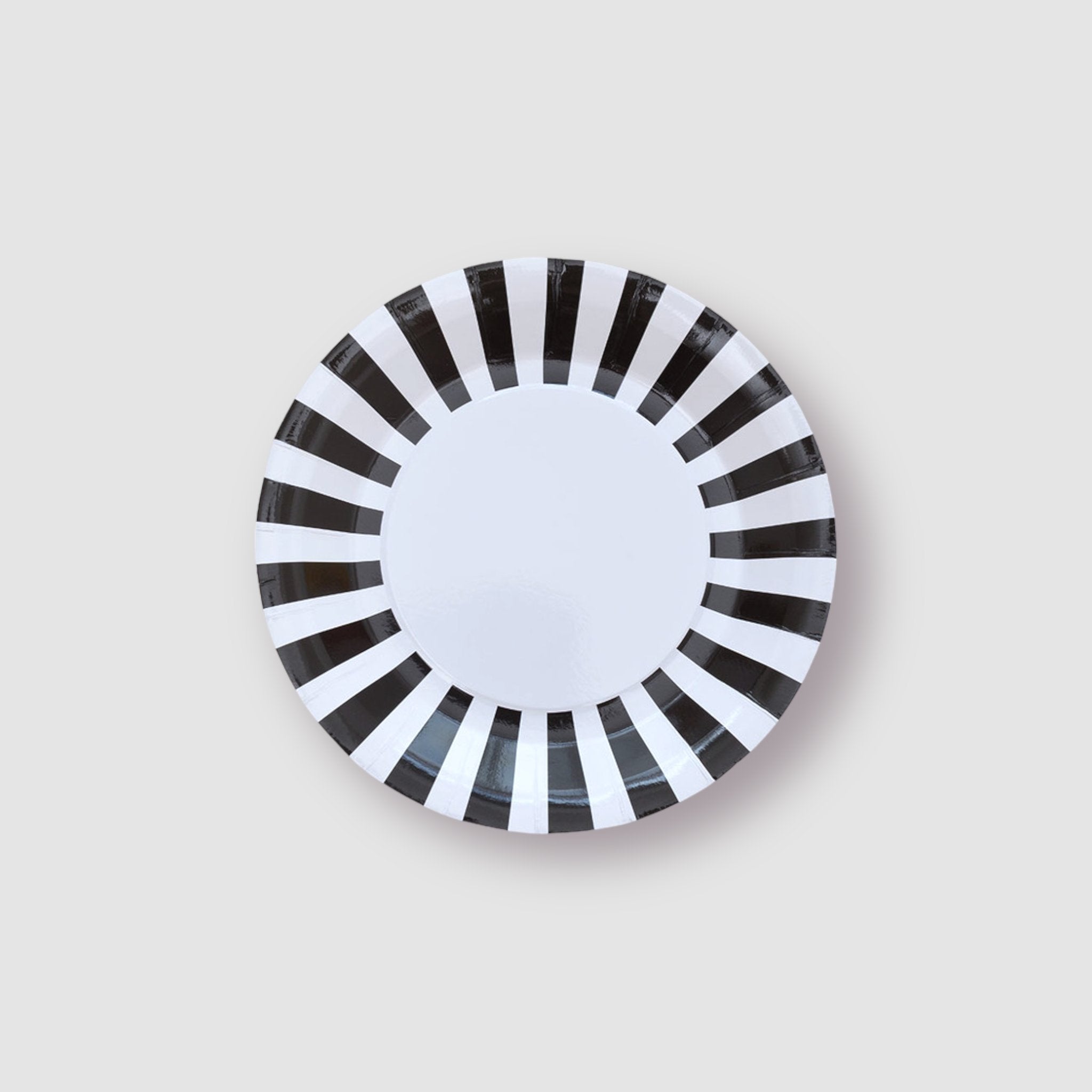 12 Black Stripe Paper Party Cake Plates (9 inch) - Cook and Party