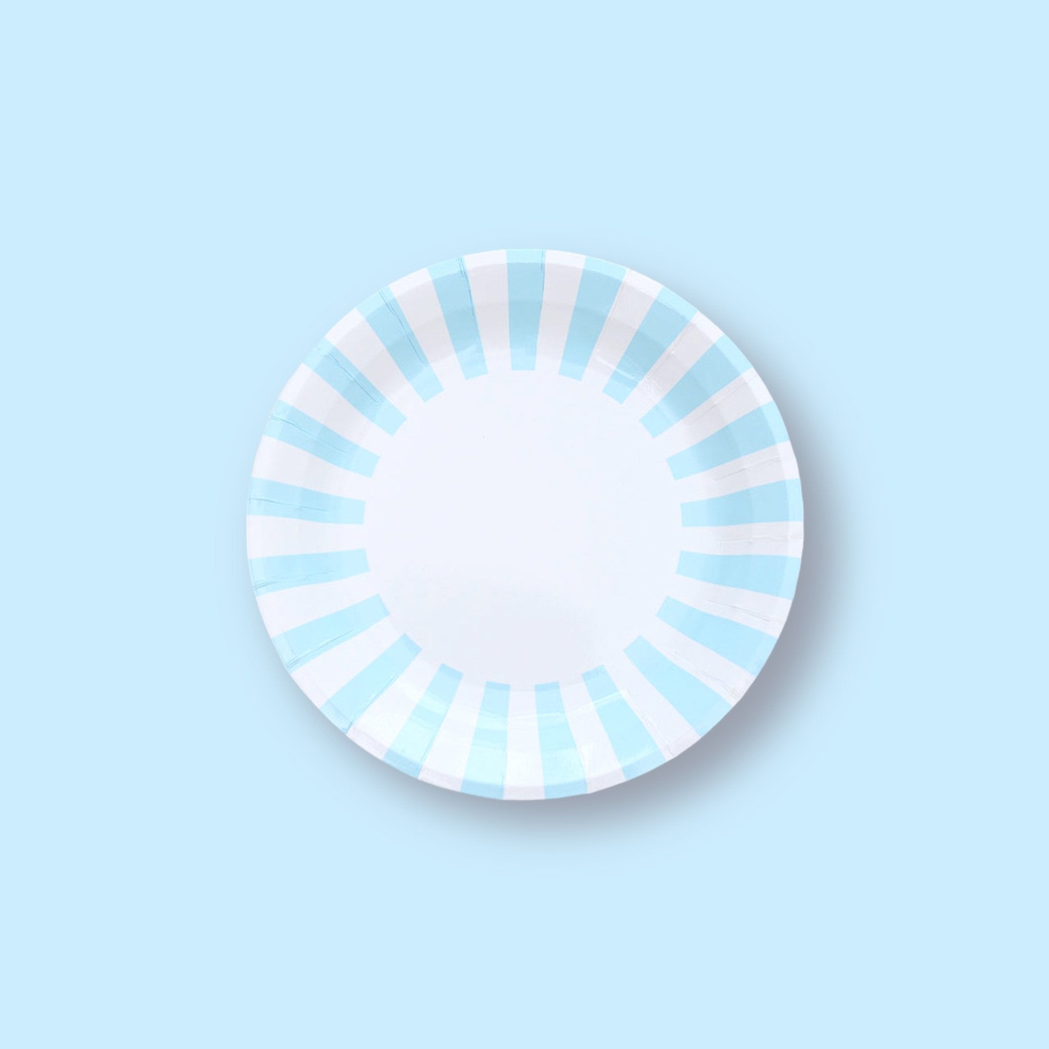 12 Light blue Stripe Paper Party Cake Plates (9 inch) - Cook and Party