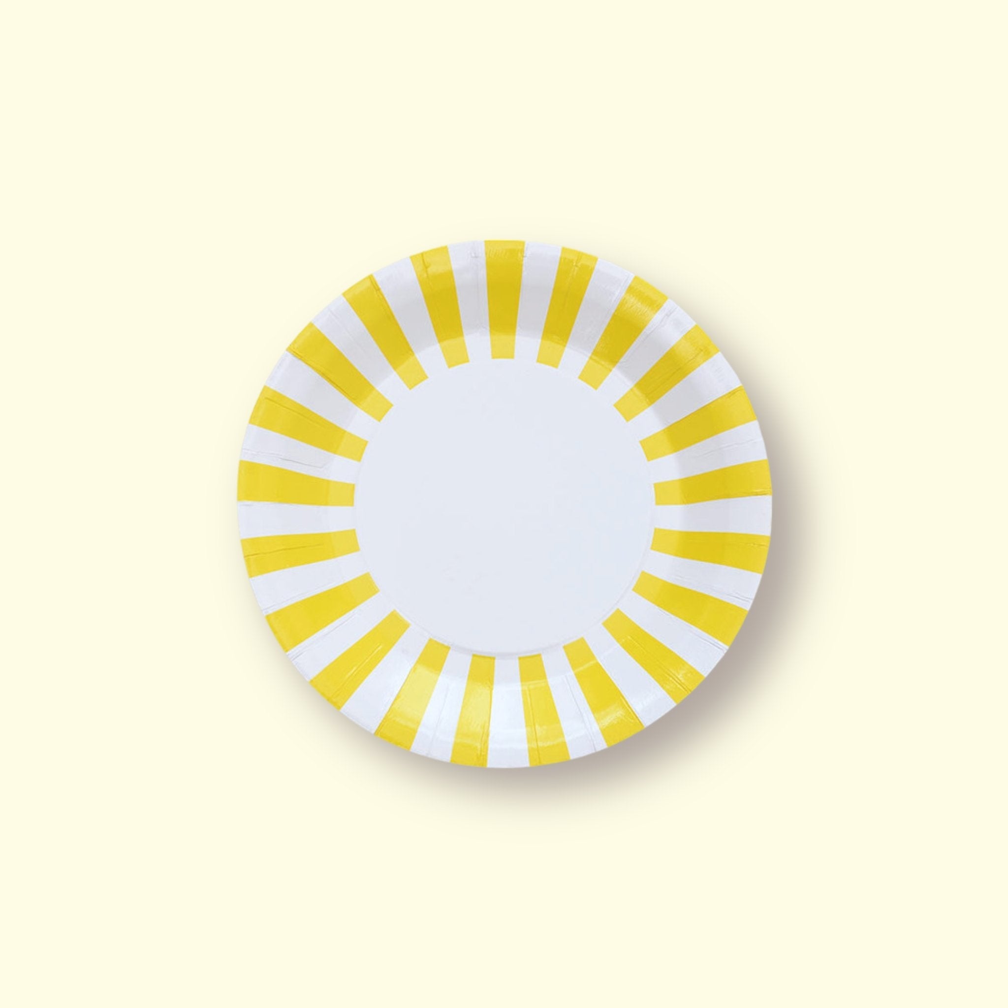 12 Yellow Stripe Paper Party Cake Plates (9 inch) - Cook and Party
