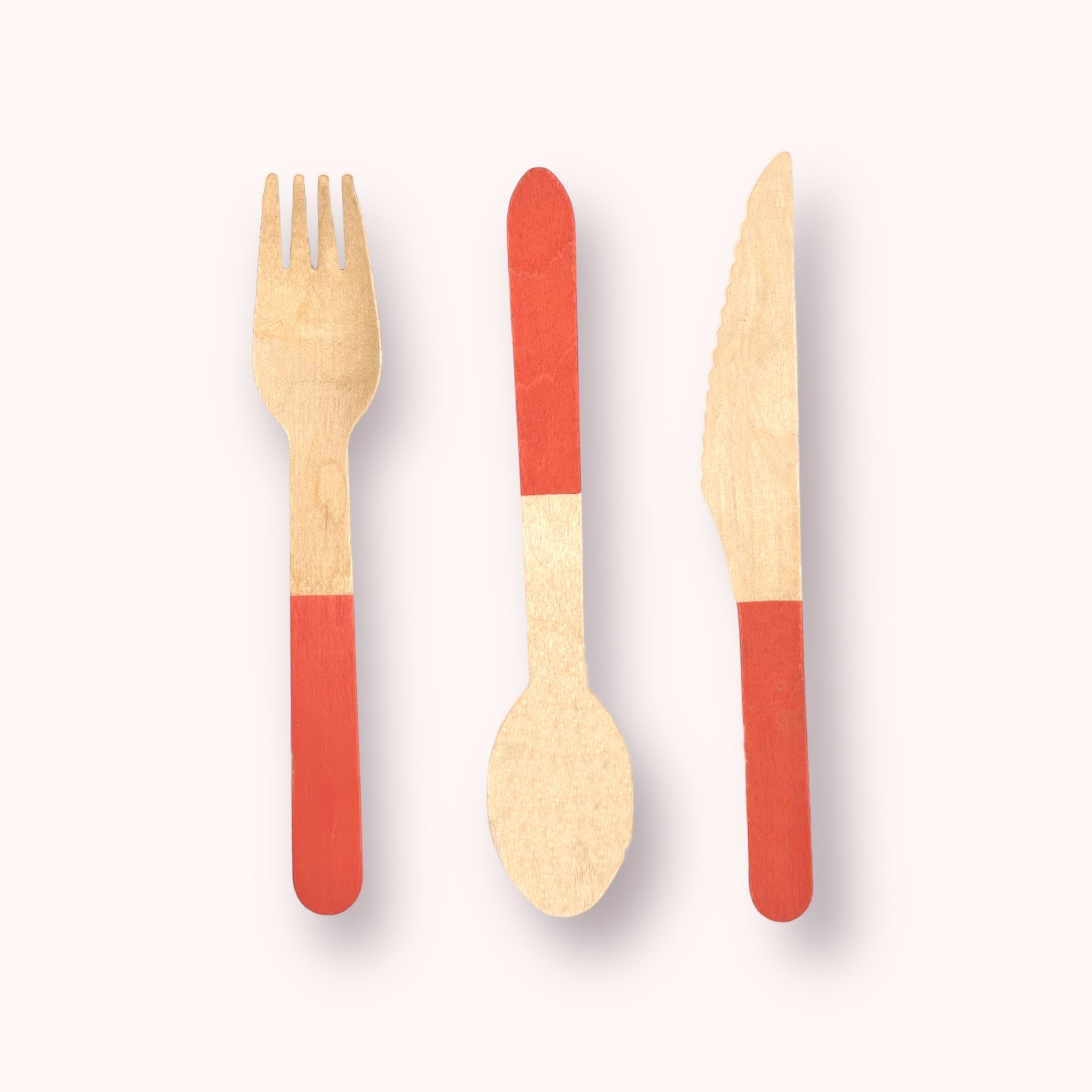 24 Fabulous Wooden Red disposable Cutlery - Cook and Party