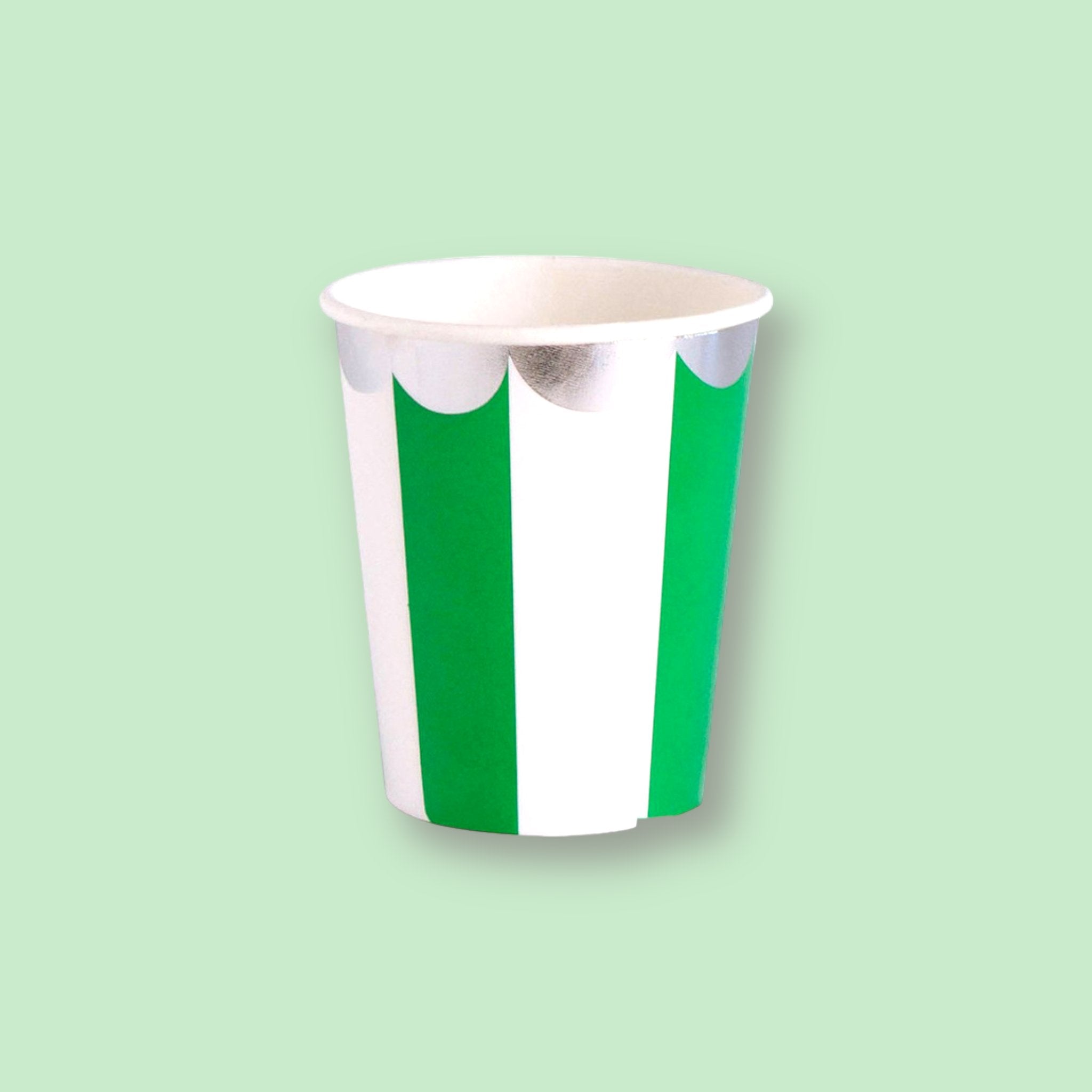 8 Green Stripe Paper Party Cup - Cook and Party