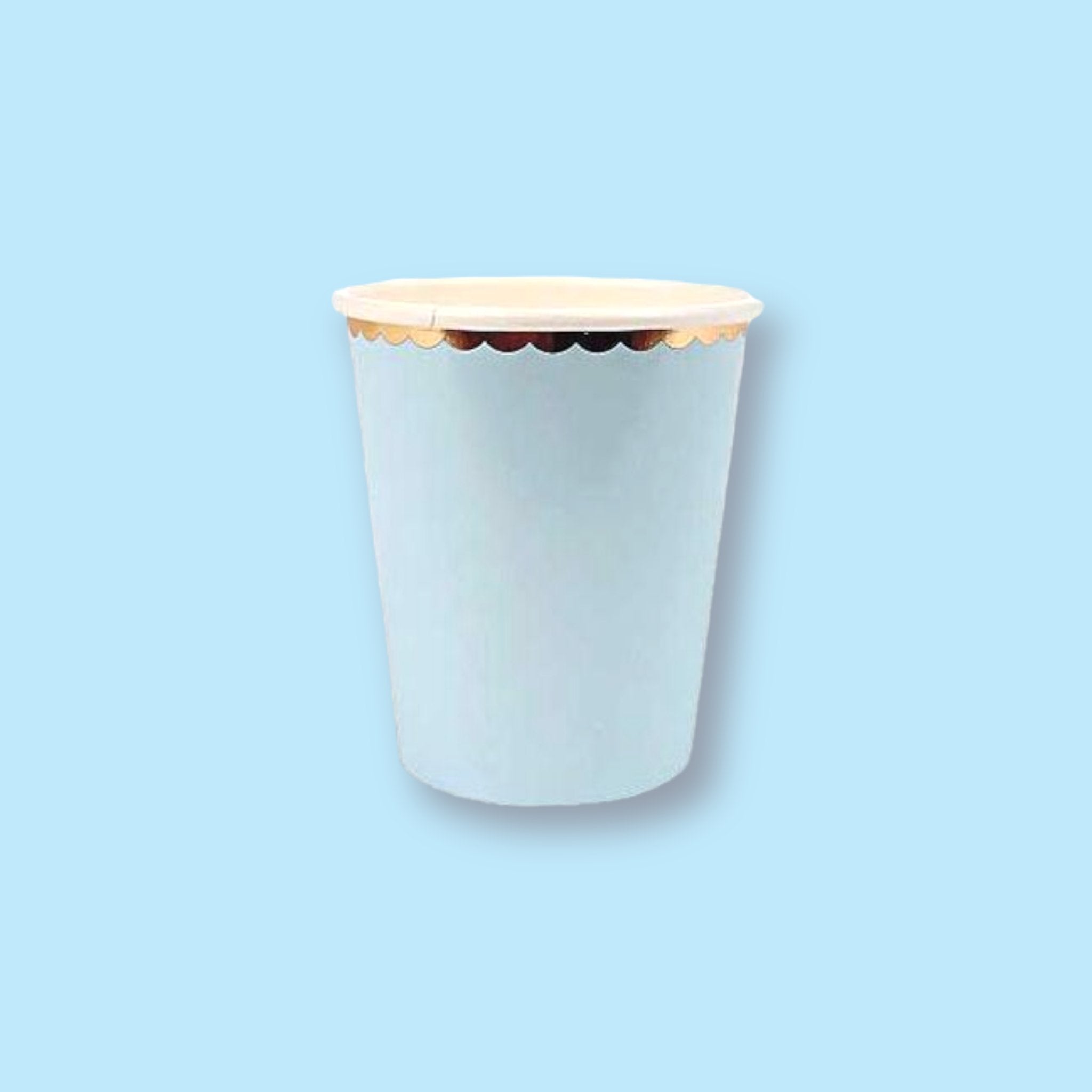 8 Light Blue and Gold Paper Party Cup - Cook and Party