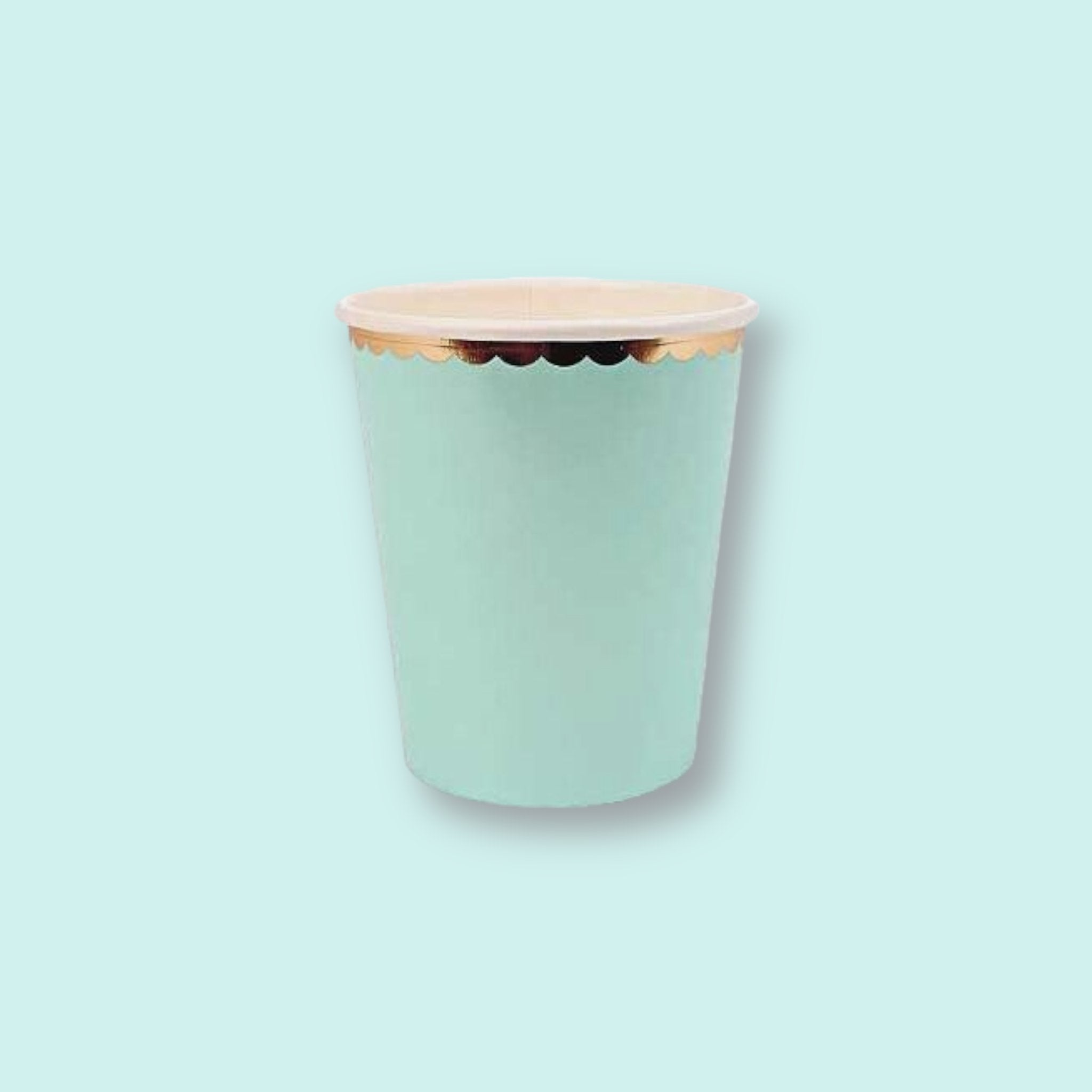 8 Light Green and Gold Paper Party Cup - Cook and Party