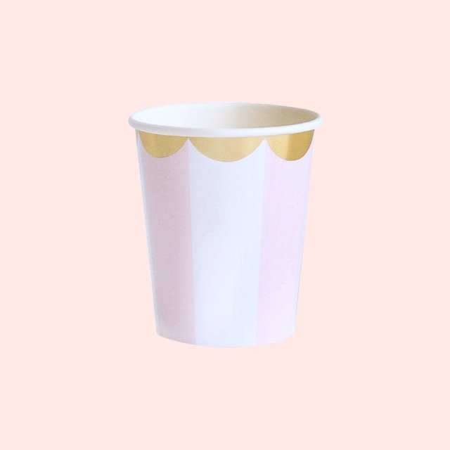8 Light Pink Stripe Paper Party Cup - Cook and Party