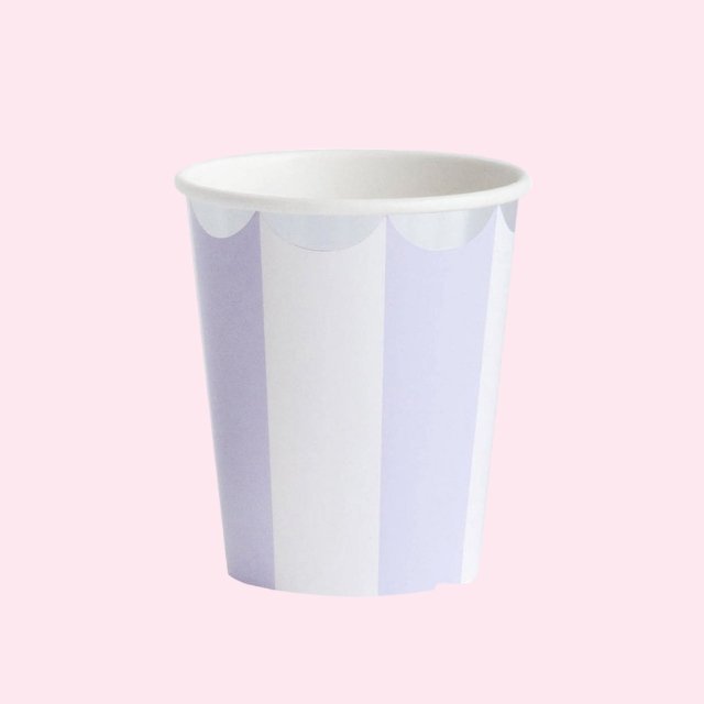 8 Light Purple Stripe Paper Party Cup - Cook and Party
