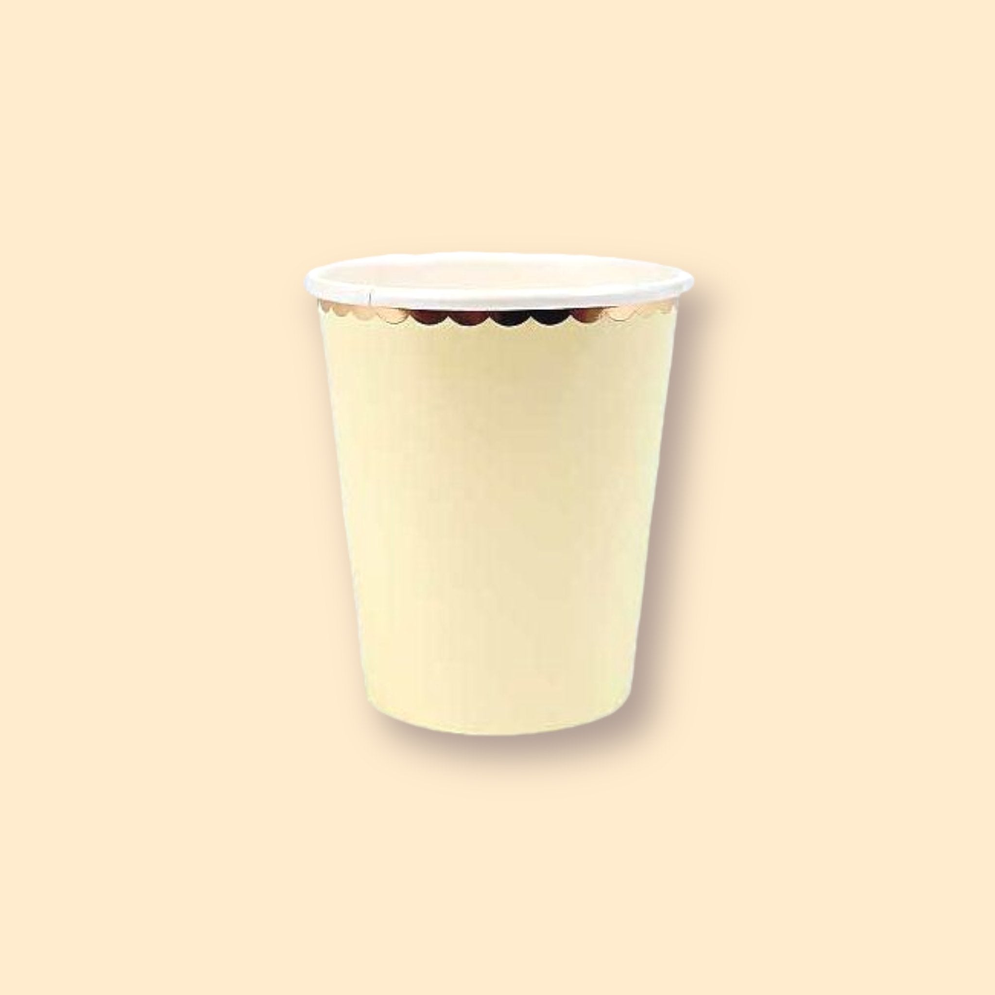 8 Light Yellow and Gold Paper Party Cup - Cook and Party