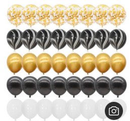 Beautiful Gold and Black Balloons filled with Gold Confetti (x10) - Cook and Party