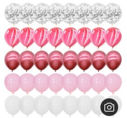 Beautiful Pink and white Ballons with white confetti (x10) - Cook and Party