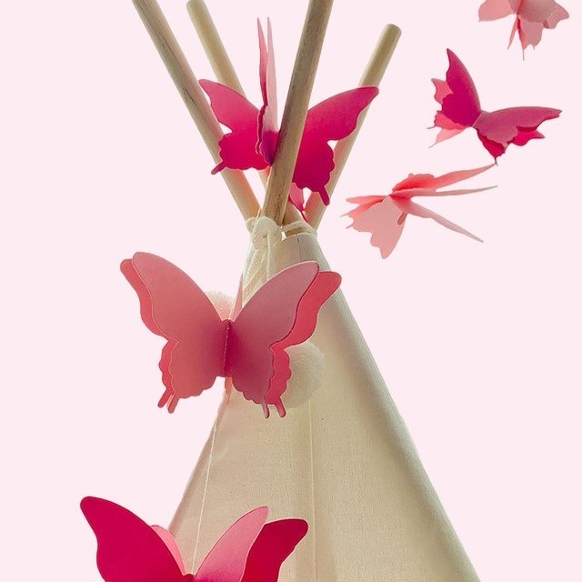Bright Pink 3 Dimentional Paper Butterfly Garland Buntings - Cook and Party