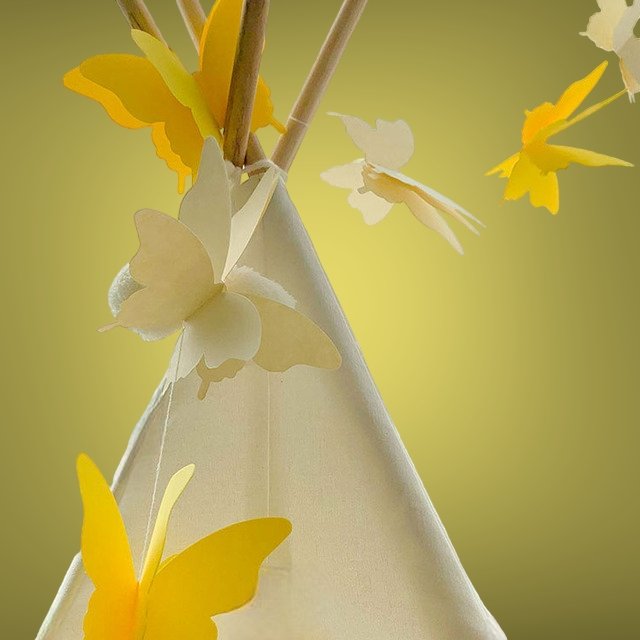 Daffodil Yellow 3 Dimentional Paper Butterfly Garland Buntings - Cook and Party