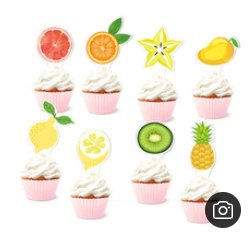 Happy Summer fruit Cup Cakes and Cakes Toppers (x 8) - Cook and Party