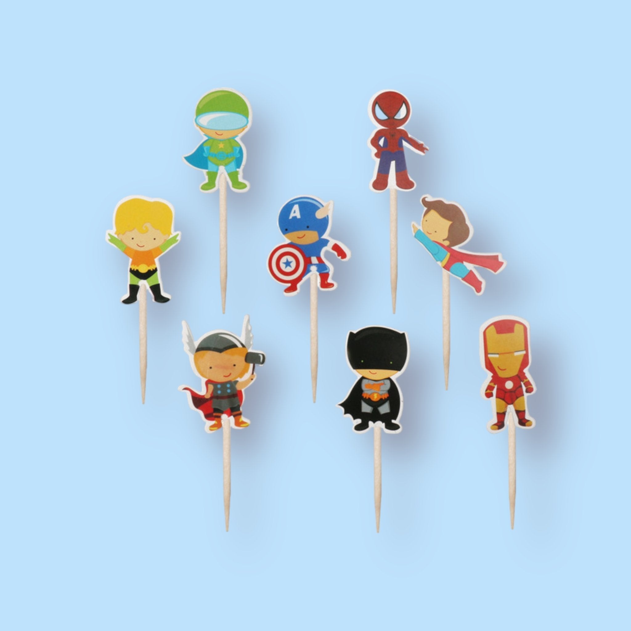 Heroes party toppers for Cup Cakes (x 12) - Cook and Party