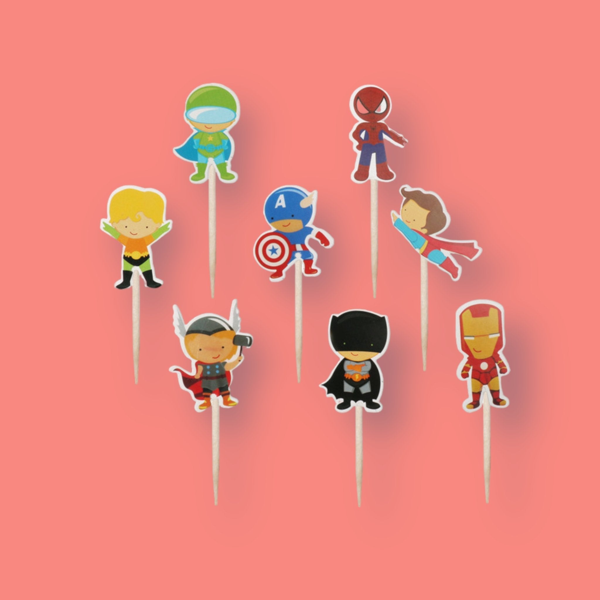Heroes party toppers for Cup Cakes (x 12) - Cook and Party