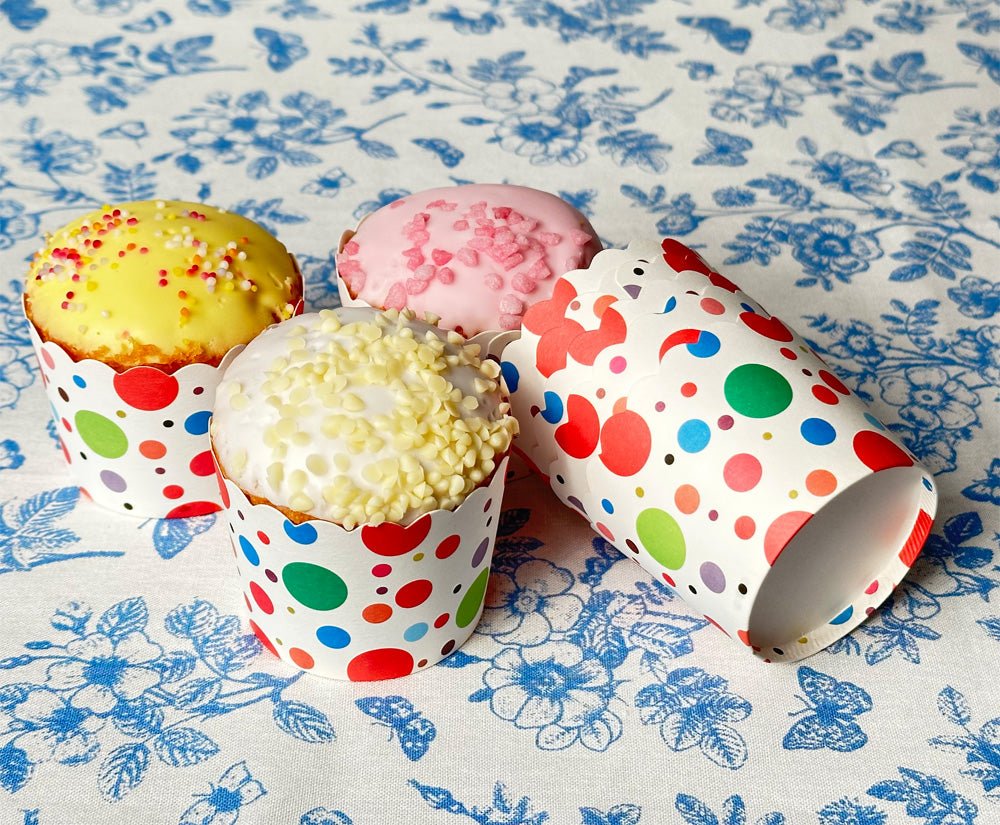 Mini Multicoloured spots Cup Cakes - Cook and Party