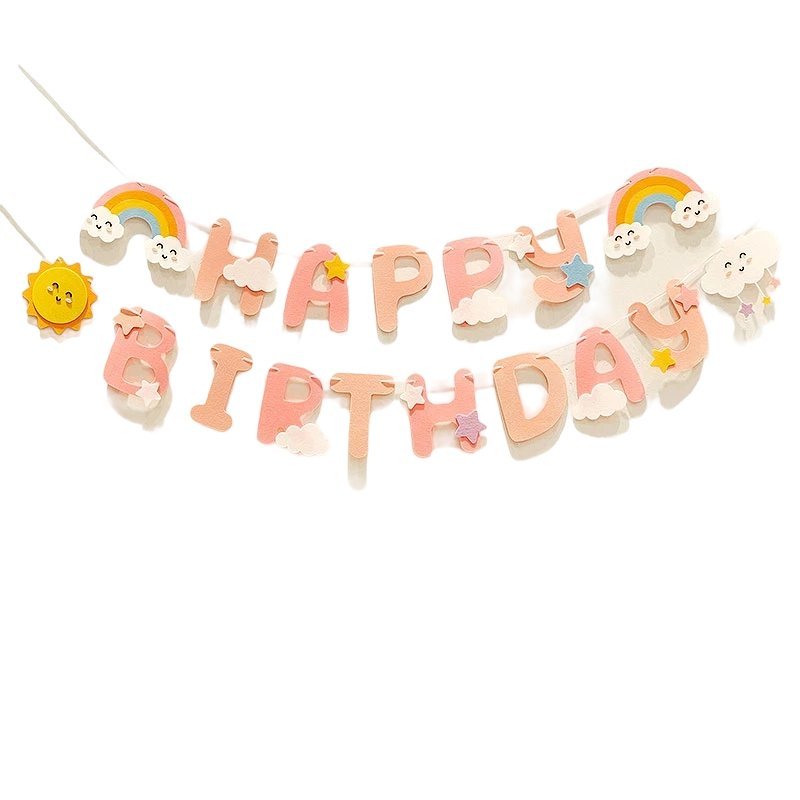 Pink Happy Birthday Party Garland Rainbow - Cook and Party