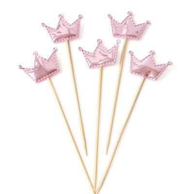 Pink Metallic Crown Topper for Cup Cakes and Cakes (x 5) - Cook and Party