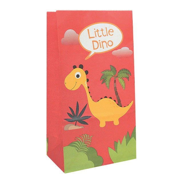 Red Dinosaur Party Bags with Stickers (x12) - Cook and Party