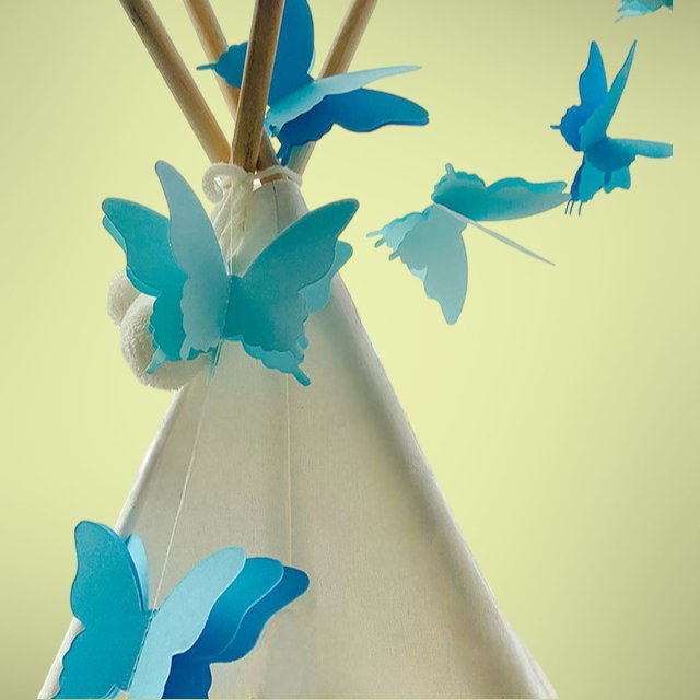 Sky Blue 3 Dimentional Paper Butterfly Garland Buntings - Cook and Party