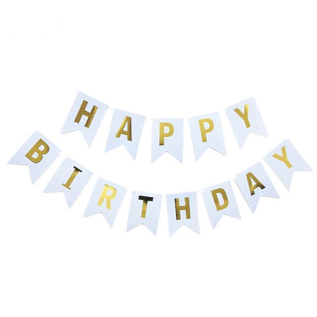 White Happy Birthday Letter Banner - Cook and Party