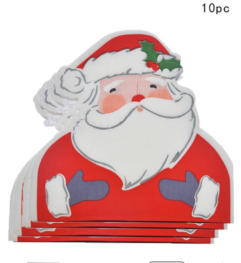 10x Cocktail Father Christmas Napkins