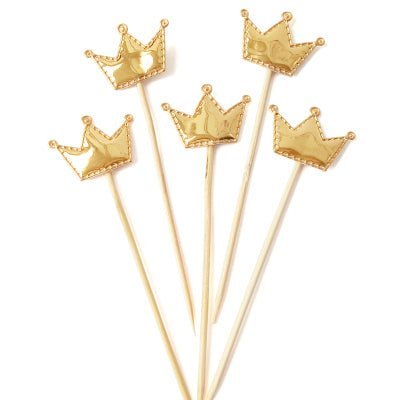 Gold Metallic Crown Topper for Cup Cakes and Cakes (x 5) - Cook and Party