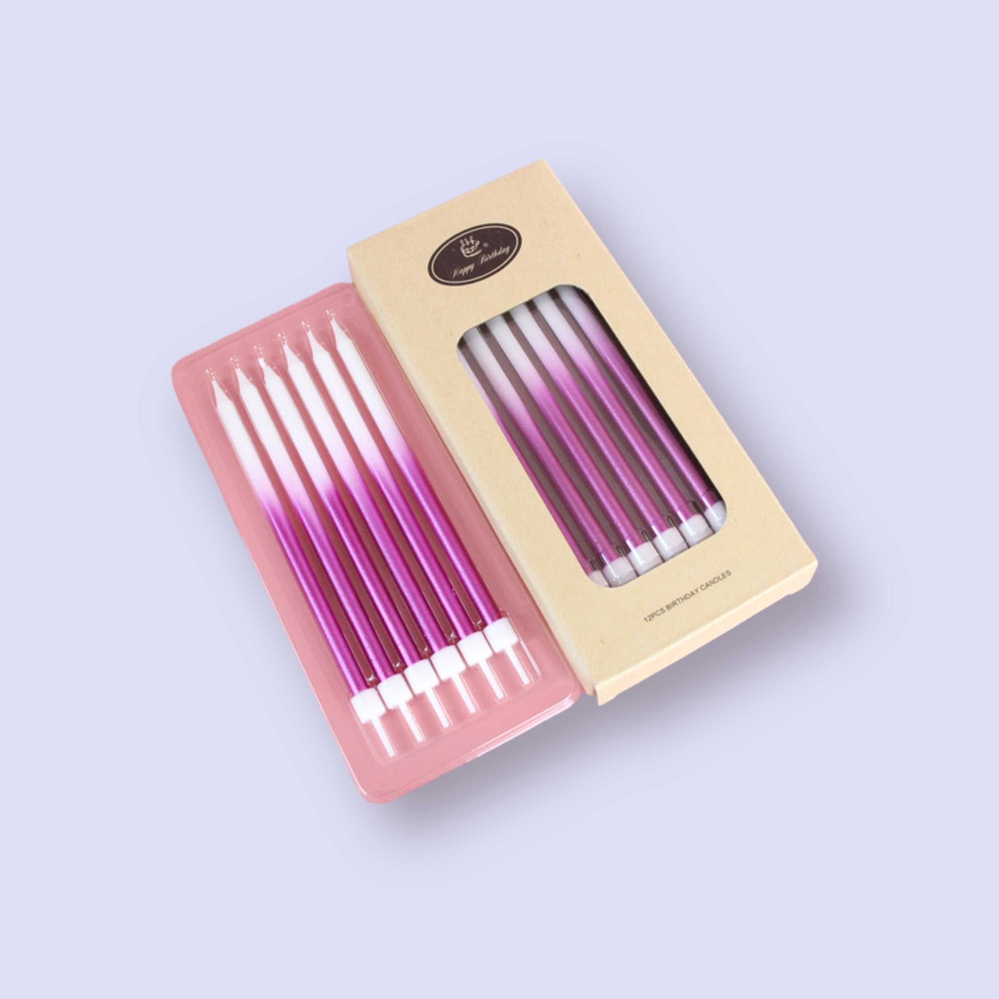 Long Pink Fluorescent Birthday candles - Cook and Party